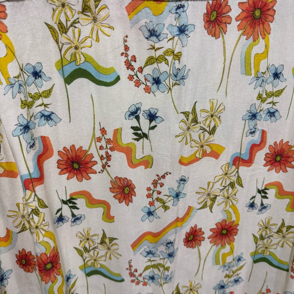PacSun XL Retro Floral Button Shirt Hippie Pride Rave Festival Vacation Summer - Picture 10 of 12